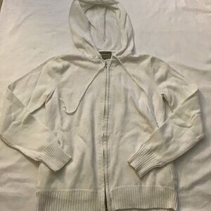 Liz Claiborne White Hooded Zip Sweater